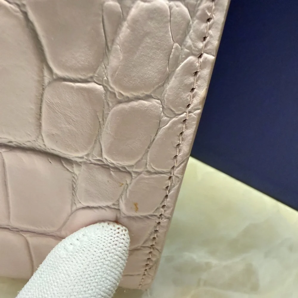 Alexander McQueen Pale Pink Croc-Embossed Knuckle Clutch